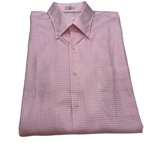 Peter Milllar Crown Soft Men’s Button Down Shirt Pink/white Gingham Size M